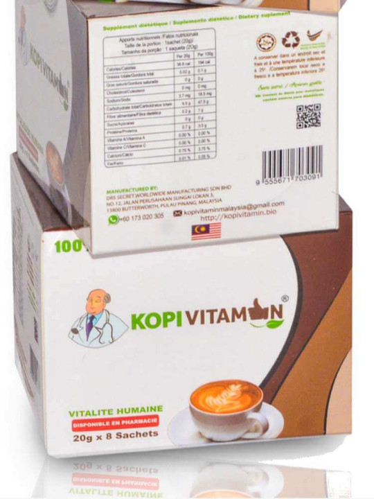 Café Kopivitamin - Café Crème Instantané au Maca 100% Naturel pour Améliorer l'endurance Masculine - 8 Sachets de 20 G - Astuces - ARTIAF  LLC