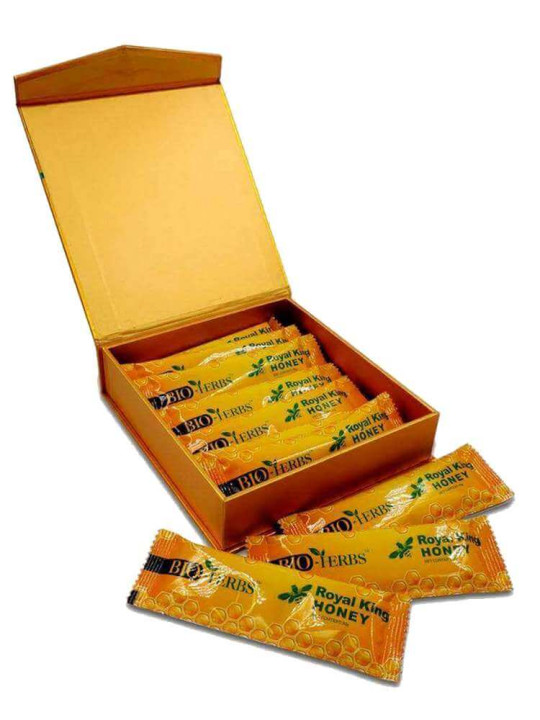 Miel Bio-Herb's - Royal King Honey - Aphrodisiaque aux Plantes Naturelles pour Homme - 10 Sachets de 20 g - Astuces - ARTIAF  LLC