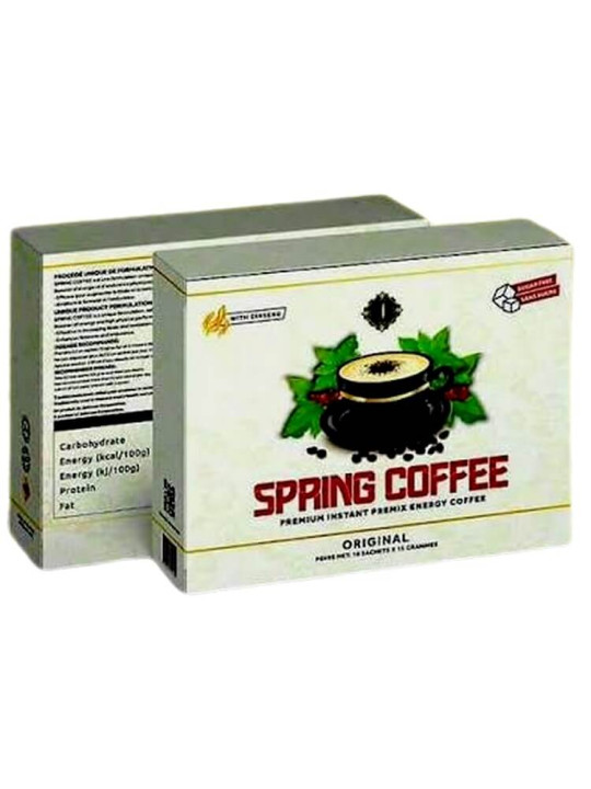 Spring Coffee - Café Aphrodisiaque Instantané Pour Booster l'Énergie Masculine - 10 Sachets de 20 g - Vitalité - ARTIAF  LLC