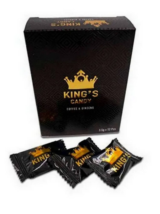 King’s Candy : Coffee & Ginseng – Bonbons Énergétiques Naturels masculins - 12 sachets x 3,5 g - Vitalité - ARTIAF  LLC