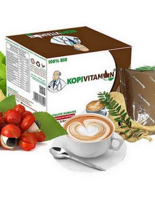 Café Kopivitamin - Boisson Énergisante pour Booster la Concentration et l'Endurance - 8 Sachets de 20 g - Vitalité - ARTIAF  LLC