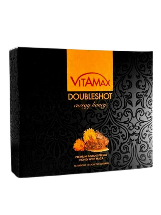 Miel Vitamax DoubleShot Énergie - Aphrodisiaque Naturel pour Stimuler l'Endurance Masculine - 10 Sachets de 20 G - Vitalité - ARTIAF  LLC