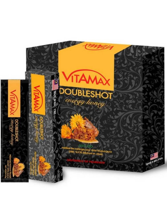 Miel Vitamax DoubleShot Énergie - Aphrodisiaque Naturel pour Stimuler l'Endurance Masculine - 10 Sachets de 20 G - Vitalité - ARTIAF  LLC