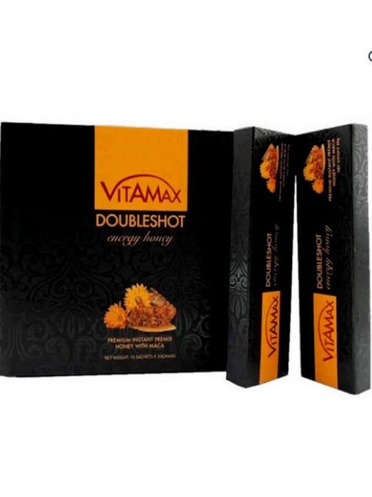 Miel Vitamax DoubleShot Énergie - Aphrodisiaque Naturel pour Stimuler l'Endurance Masculine - 10 Sachets de 20 G - Vitalité - ARTIAF  LLC