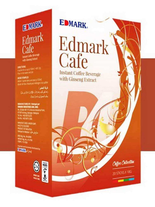 Café Ginseng - Edmark - Stimule l’Energie, Améliorer la Concentration et Renforcer la Vitalité Masculine - 20 sachets de 18 g - Vitalité - ARTIAF  LLC