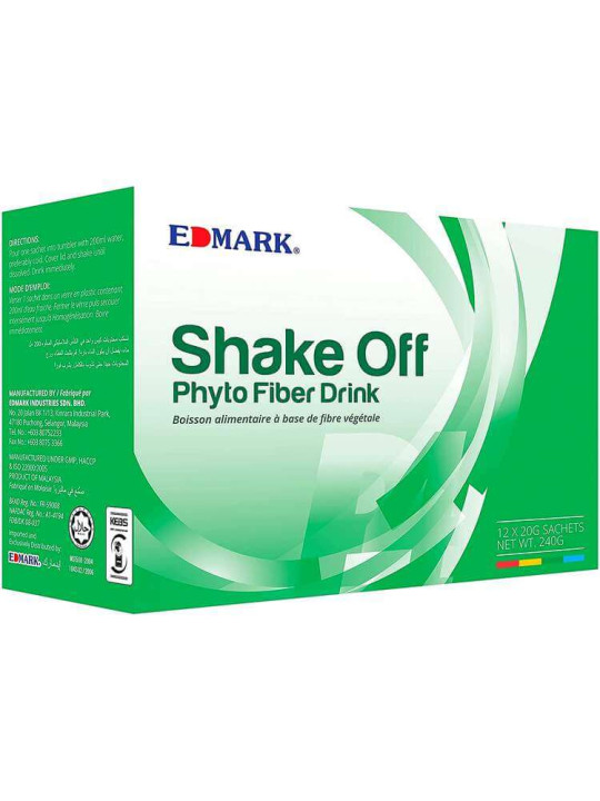 Shake Off Phyto Fiber- Edmark - Boisson aux Extraits de Fibres Végétales pour Entretien du Tube Digestif - 12 Sachets de 20 g - Minceur - ARTIAF  LLC