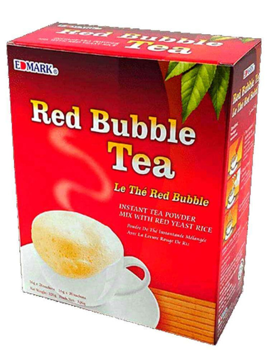 Red Bubble Tea - Edmark - Boisson Santé à Base de Thé et de Levure de Riz Rouge - Mauvais Cholestérol & Stress - Minceur - ARTIAF  LLC